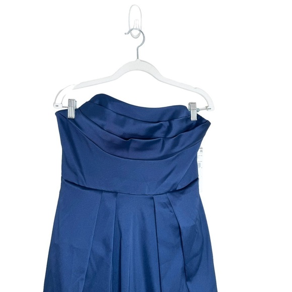 NWT Aidan Mattox Navy Strapless Pleated Ballgown Size 8 - Picture 3 of 6